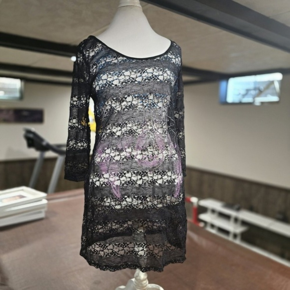 Harley Davidson Black lace‎ Dress/top 3/4length Sleeves size XL